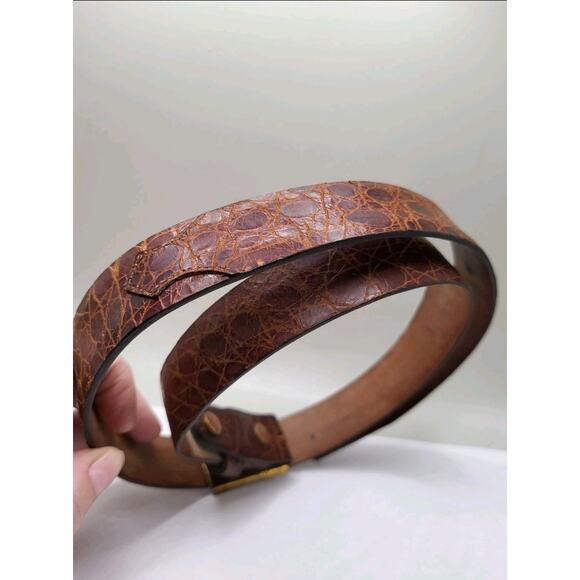 Vintage 1950s Genuine Alligator Belt Size 30 Brown Exotic Leather Mid Century main image 6